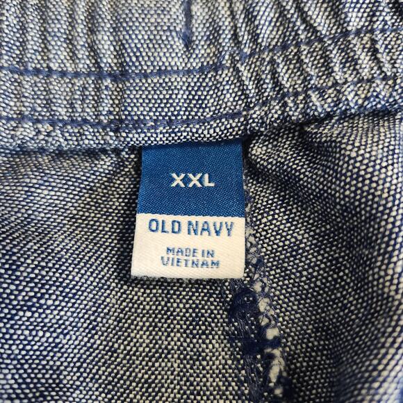 Old Navy Women's Linen Blend Pants Blue Chambray Pull On Tapered Leg XXL - Picture 13 of 14